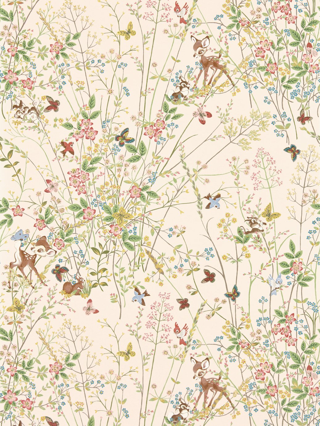 Sanderson Disney Bambi Neapolitan Pink Wallpaper