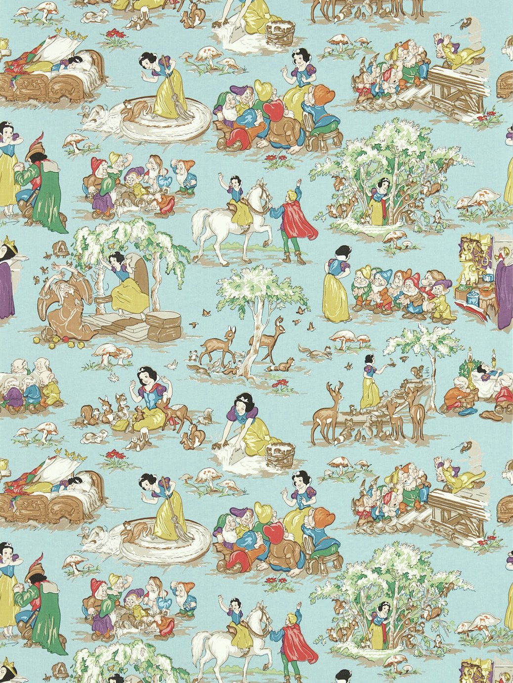 Sanderson Disney Snow White Puddle Blue Wallpaper