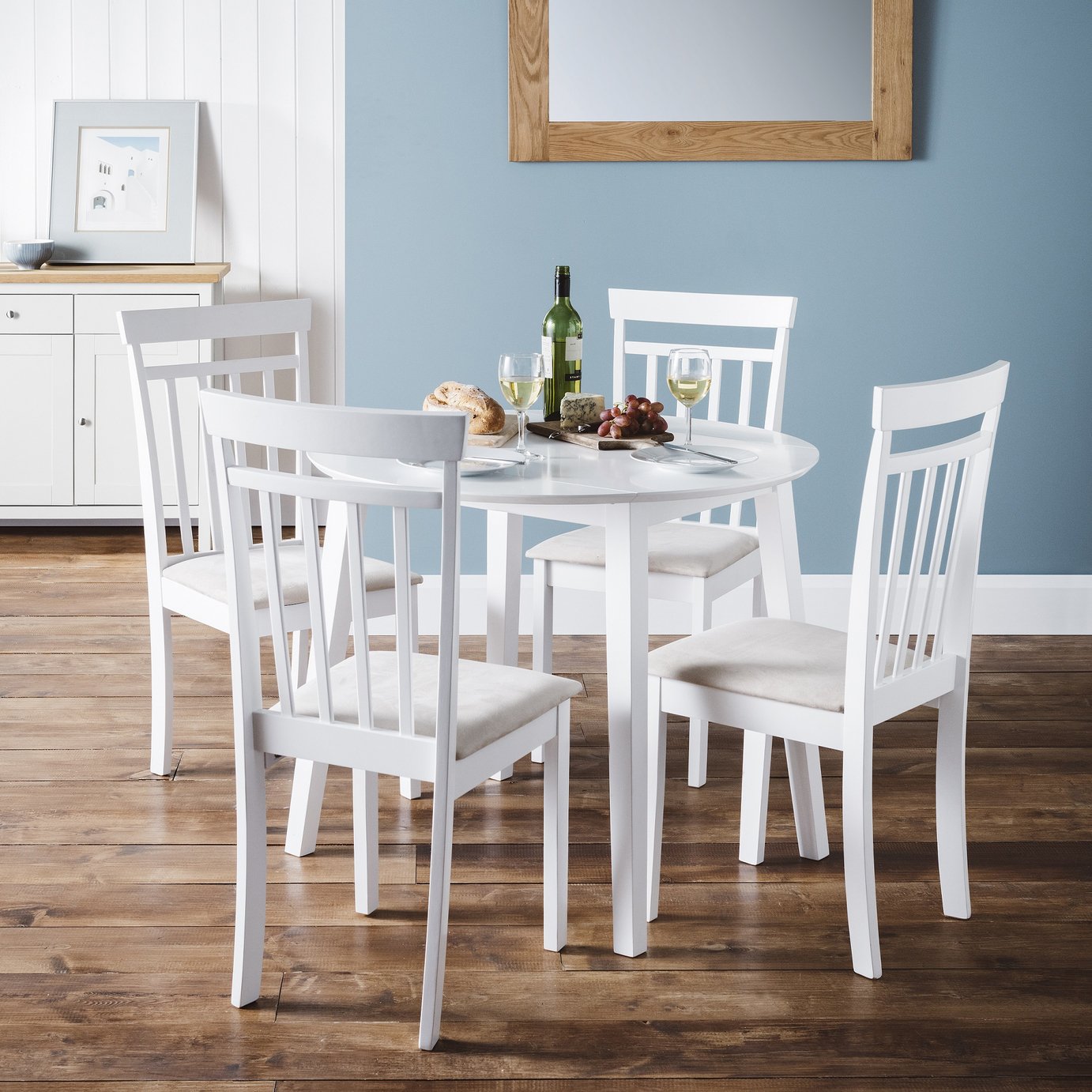 Julian Bowen Coast White Dining Table & 4 White Chairs