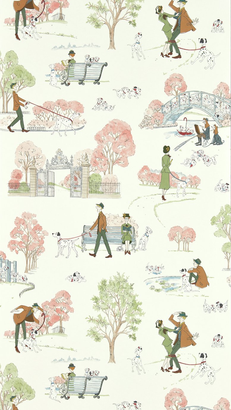 Sanderson Disney 101 Dalmatian Candy Floss Cream Wallpaper