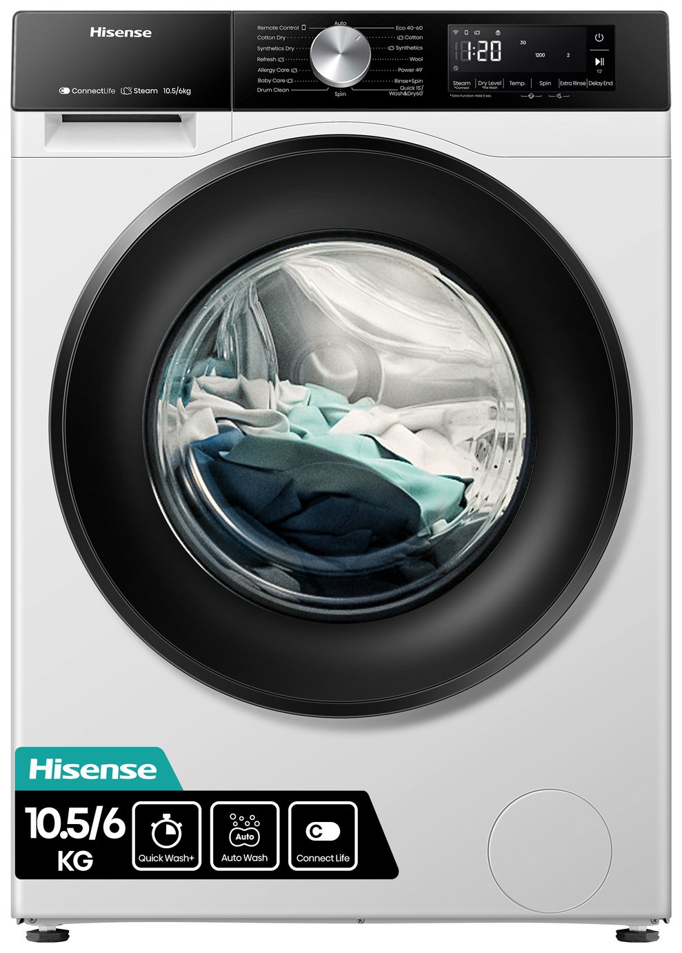 Hisense 3S Series WD3S1043BW3 10.5/6KG Spin Washer Dryer