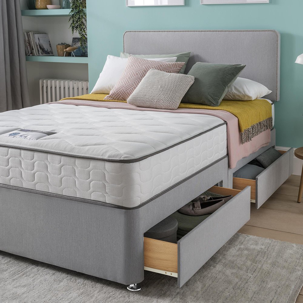 Silentnight Comfort Small Double 4 Drawer Divan Bed - Grey