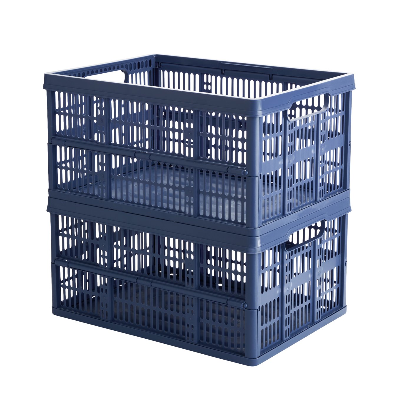 Habitat 2 x 32L Plastic Storage Folding Crates - Blue