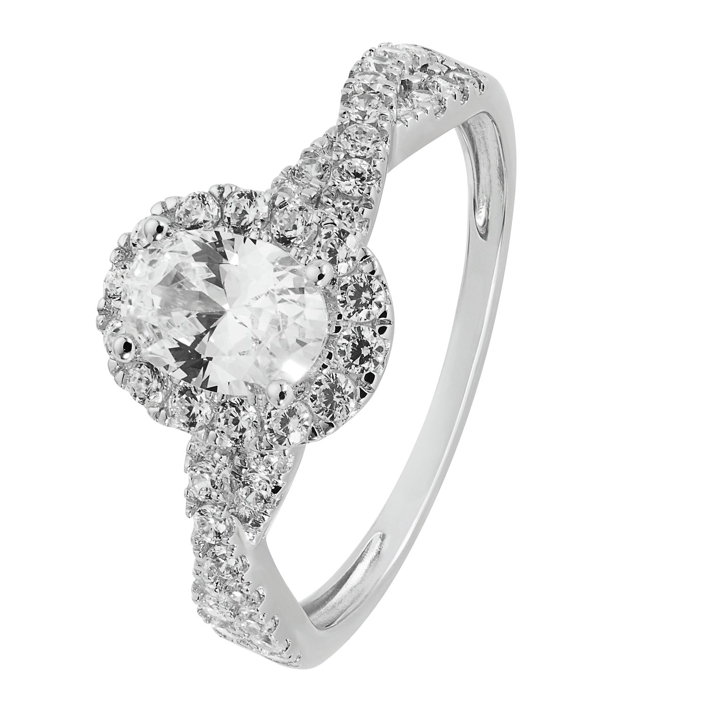 Revere 9ct White Gold Cubic Zirconia Engagement Ring -  N