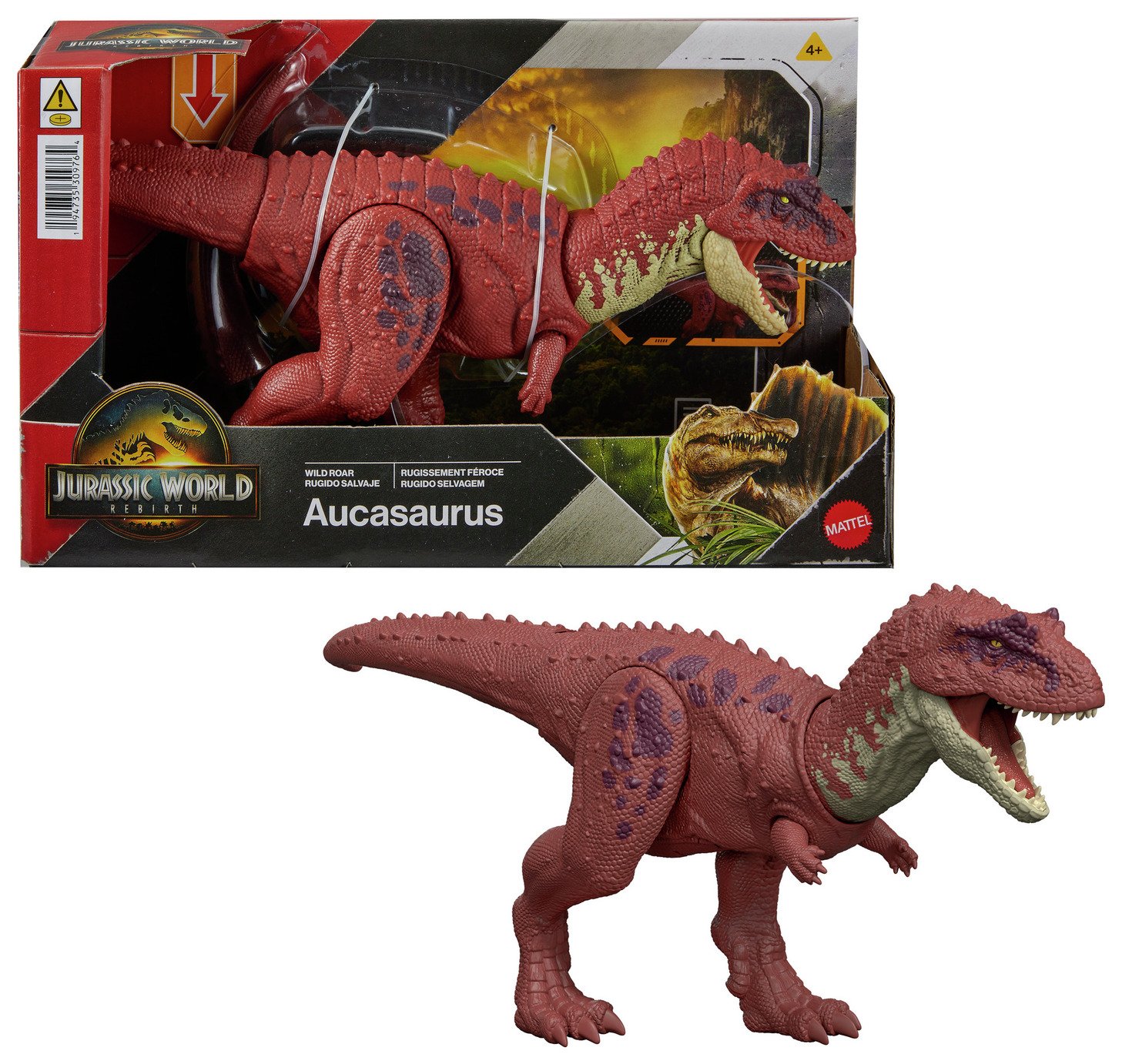 Jurassic World Rebirth Wild Roar Aucasaurus Dinosaur Toy