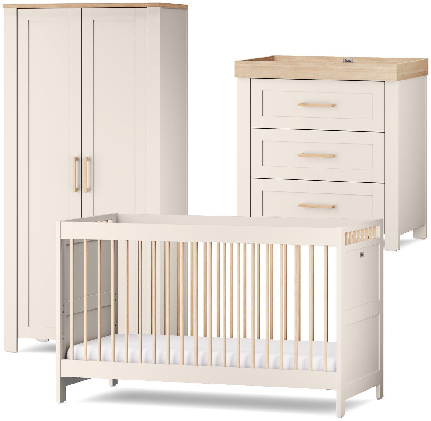 Silver Cross Seville 3 Piece 2 Door Wardrobe Set - Natural