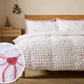 Argos Home Emb Bows White Bedding Set