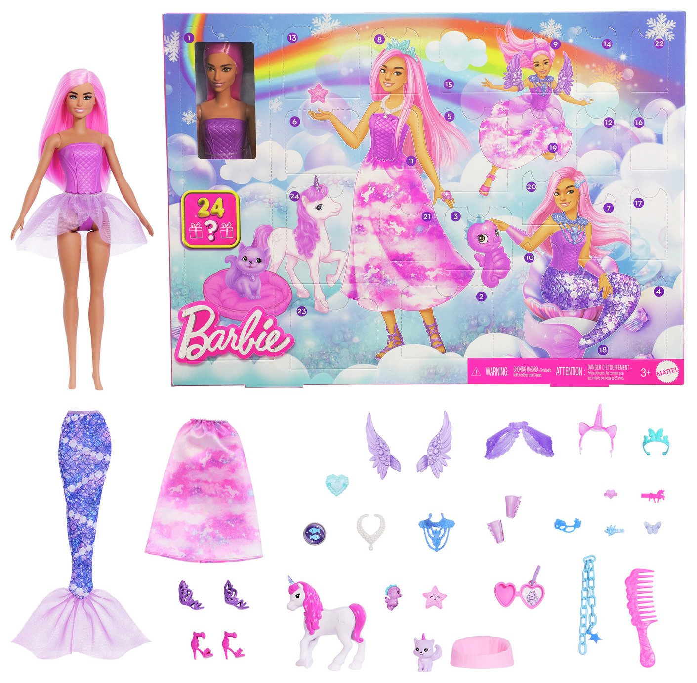 Barbie Advent Calendar with Fashion Doll & 24 Surprise Toy 