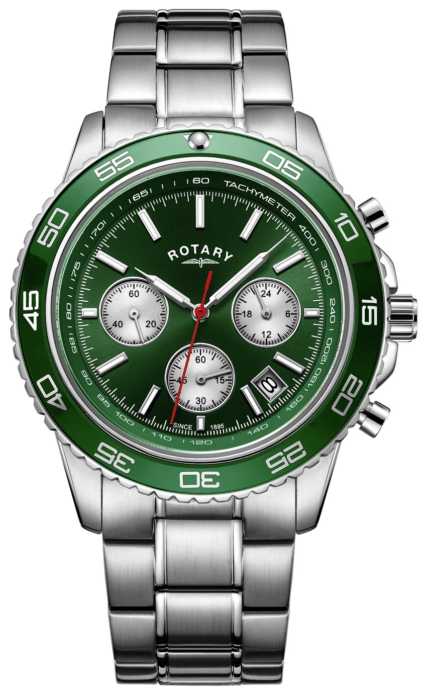 rotary men's stainless steel pilot style mesh bracelet watch