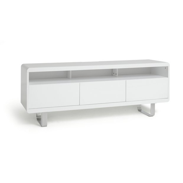 White gloss tv unit outlet with chrome legs