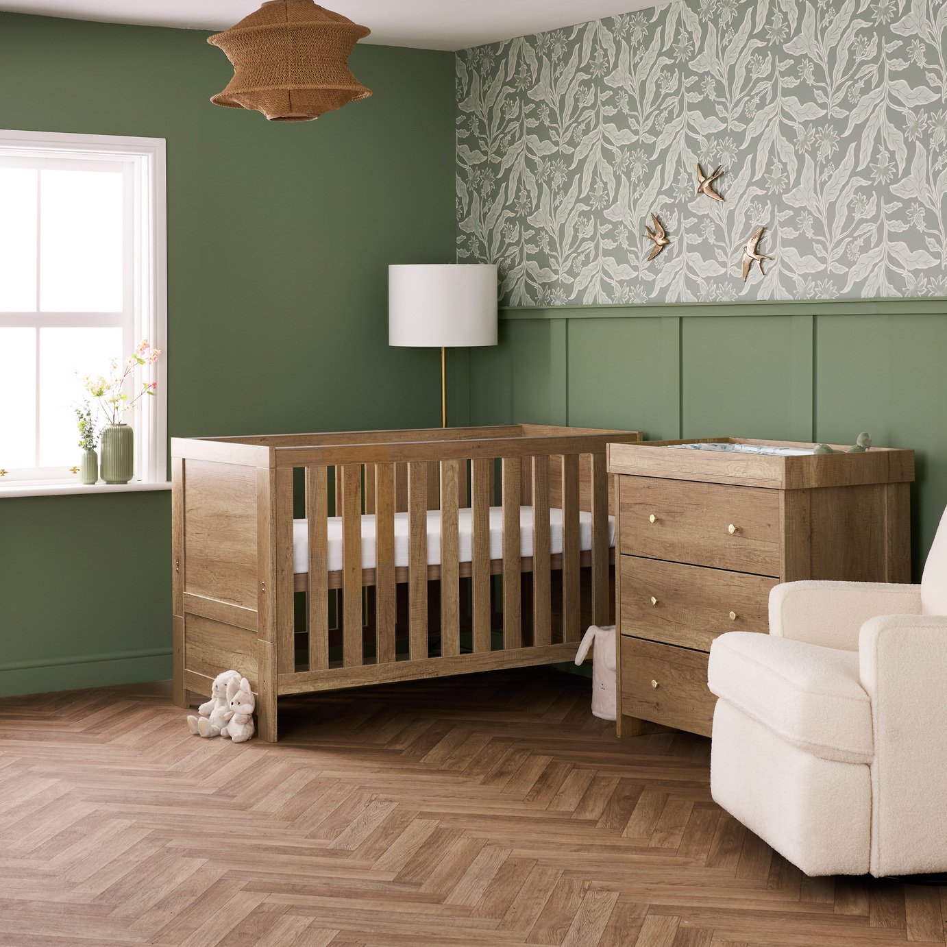OBaby Nika 2 Piece Nursery Set - Oak
