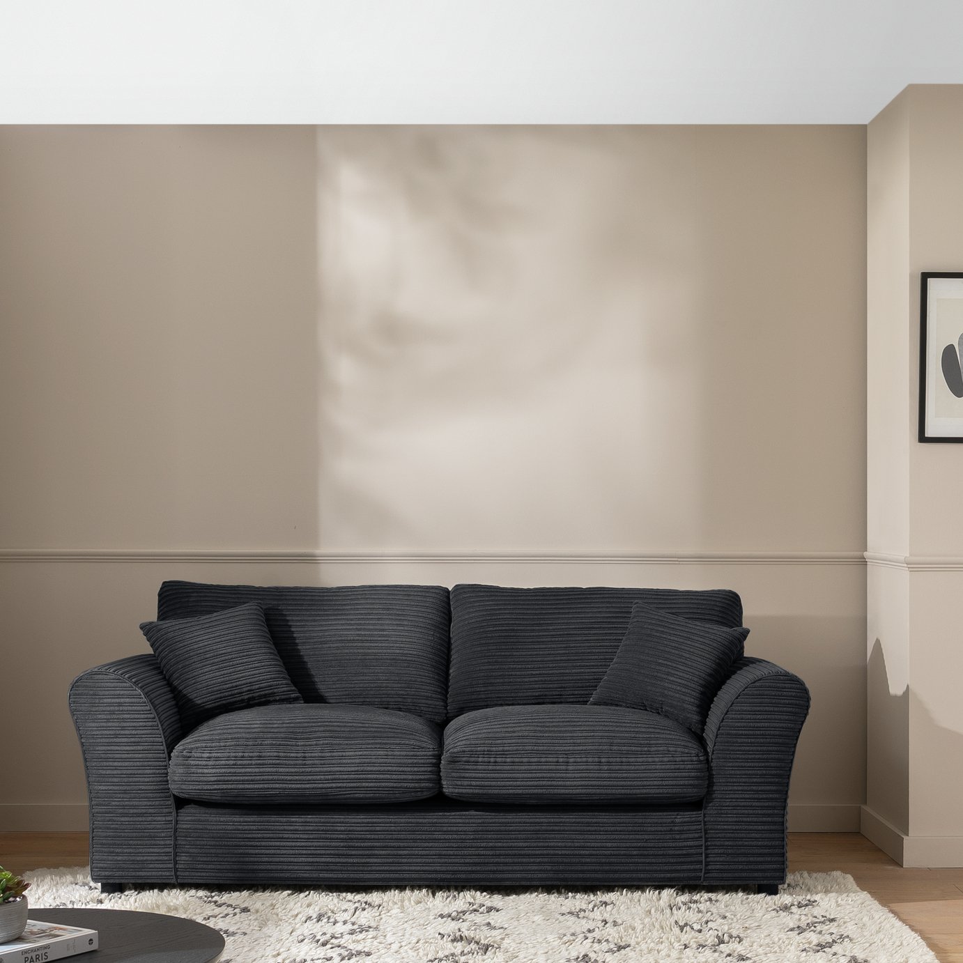 Argos Home Harry Fabric 3 Seater Sofa - Charcoal