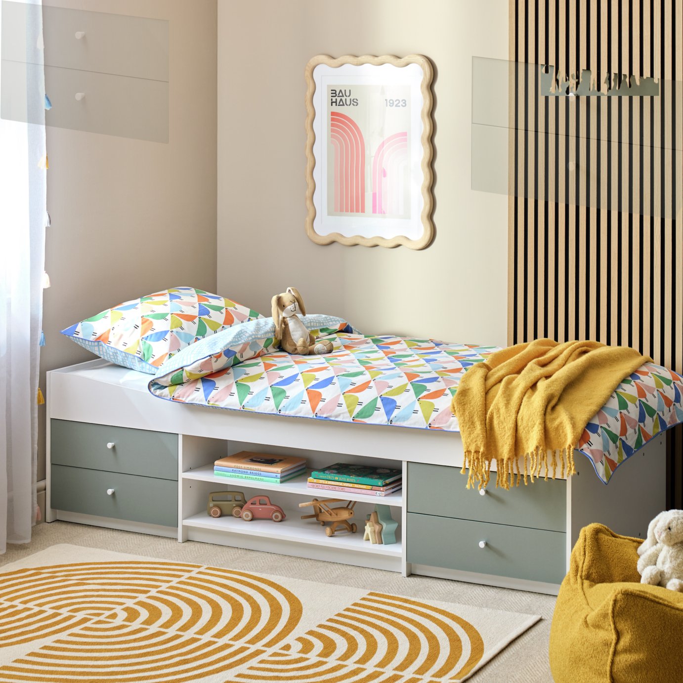 Argos Home Malibu Storage Cabin Bed - Green & White