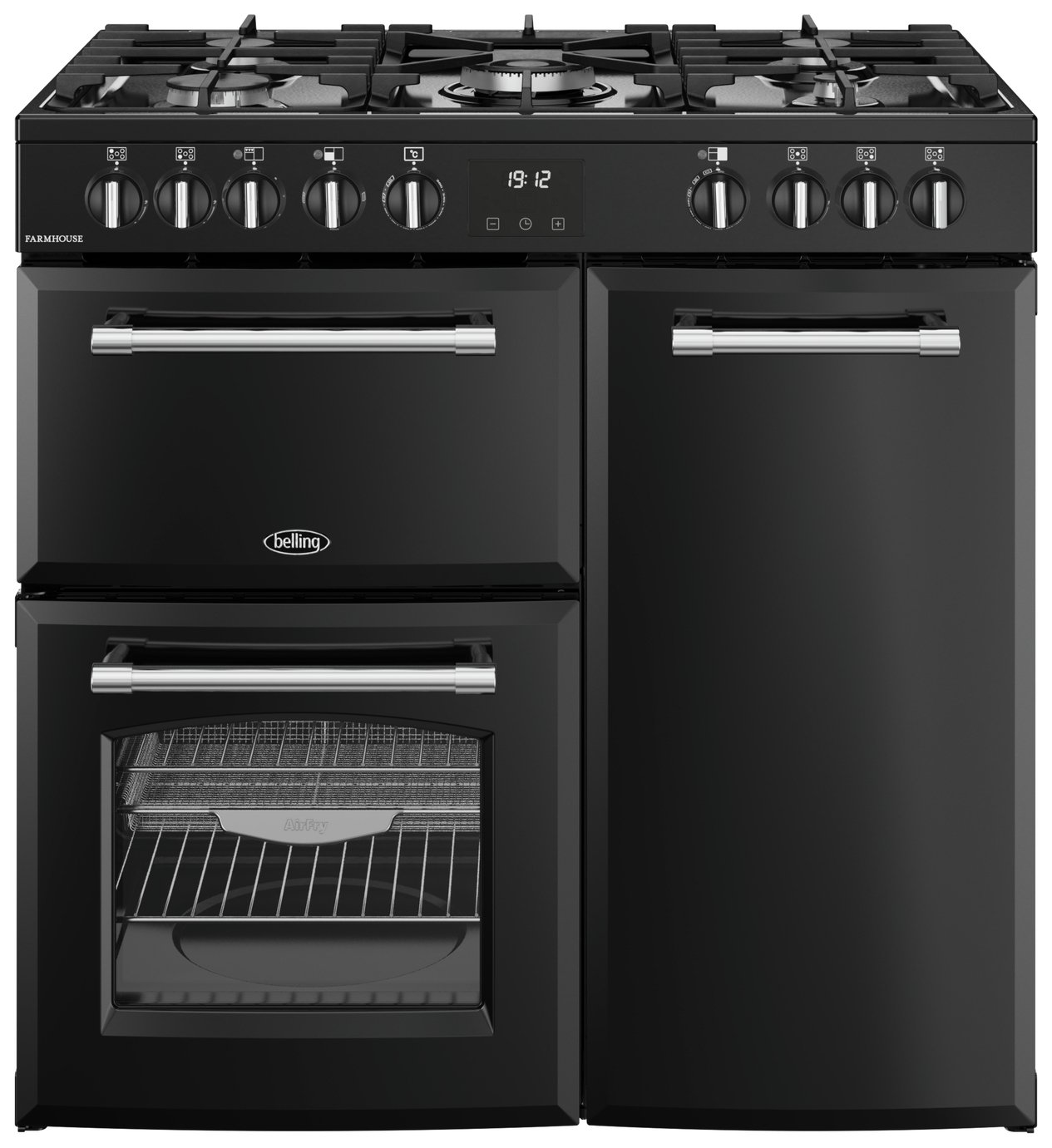 Belling 90cm Double Oven Dual Fuel Cooker - Black