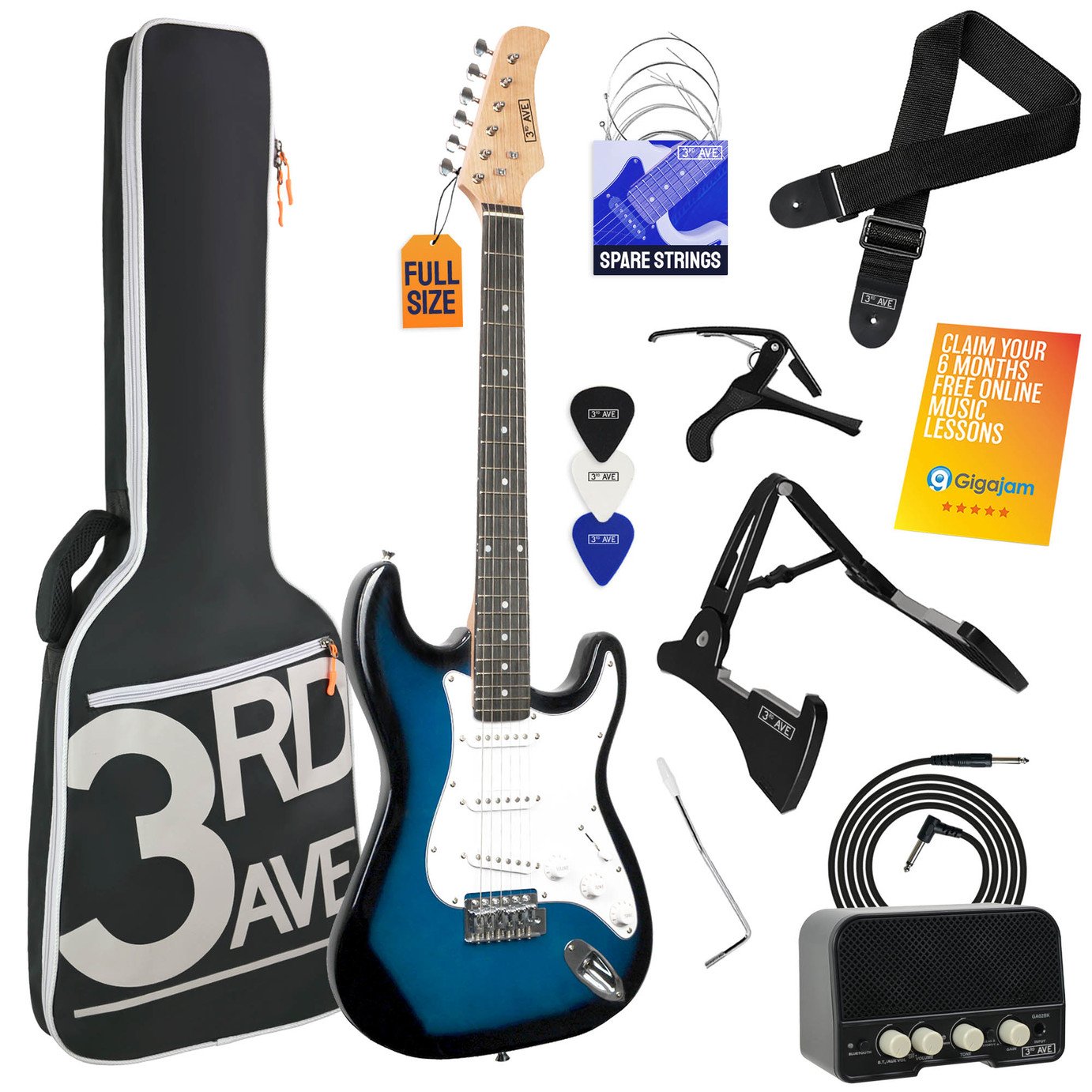 3rd Avenue Full Size 4/4 Electric Guitar Bundle - Blueburst