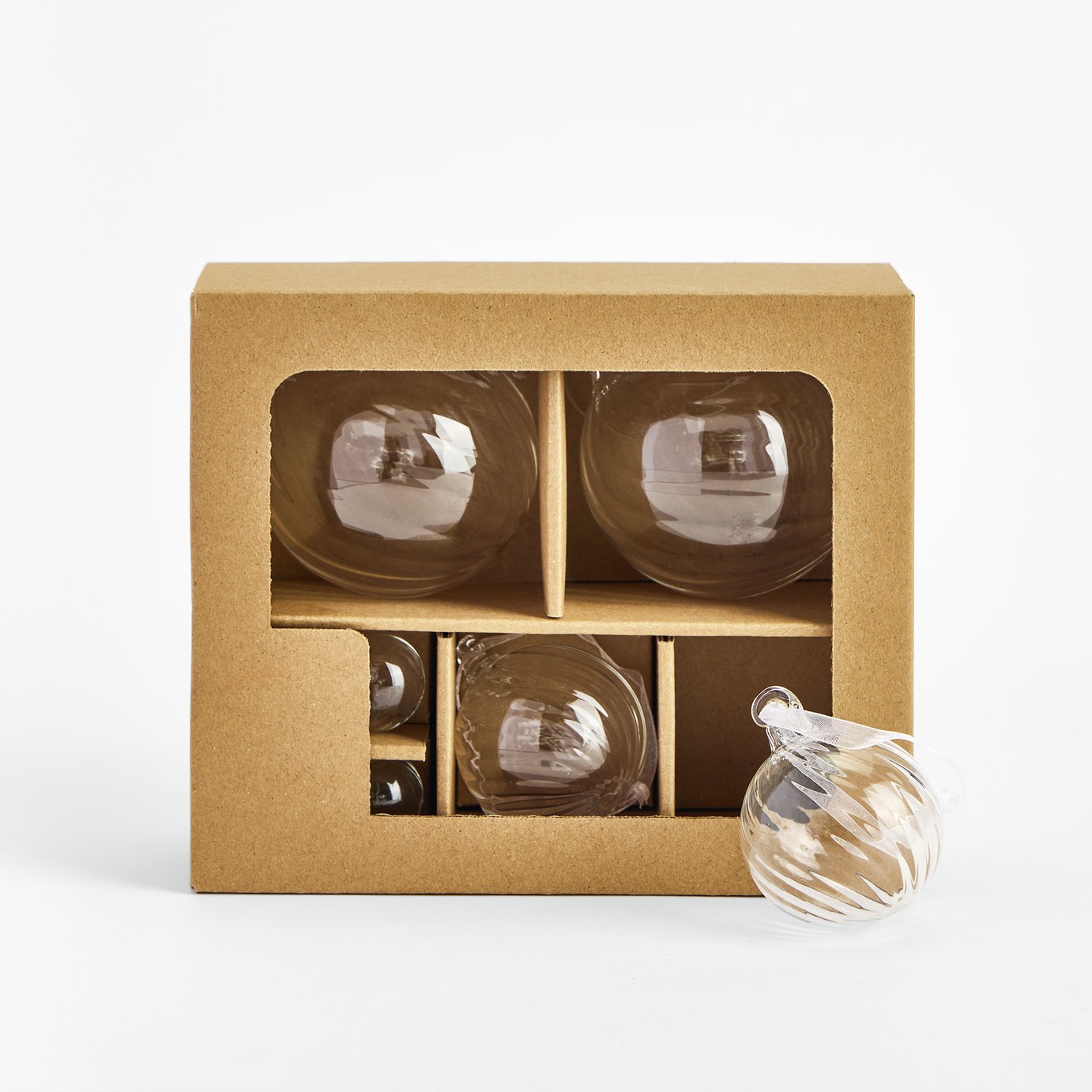 Argos Home Pack of 6 Mixed Size Clear Glass Bauble