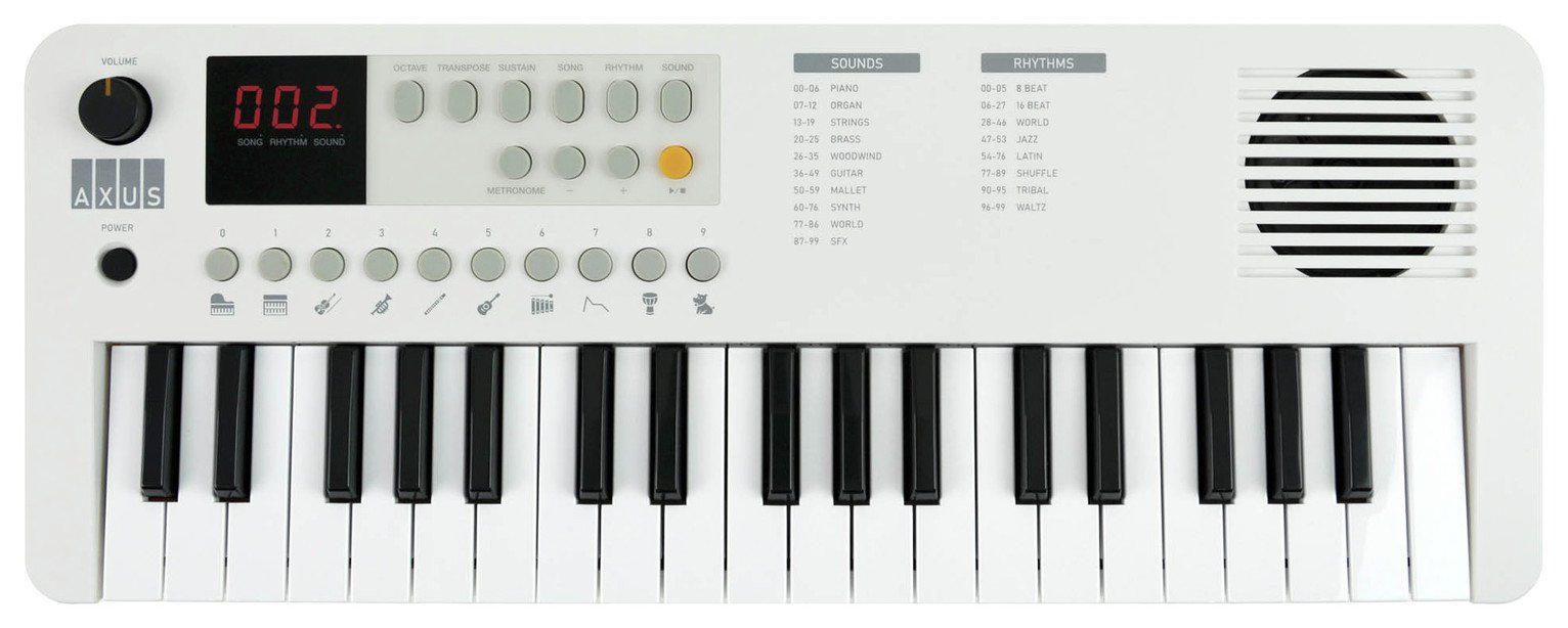 Axus Mini 37 Key Portable Electronic Keyboard - White