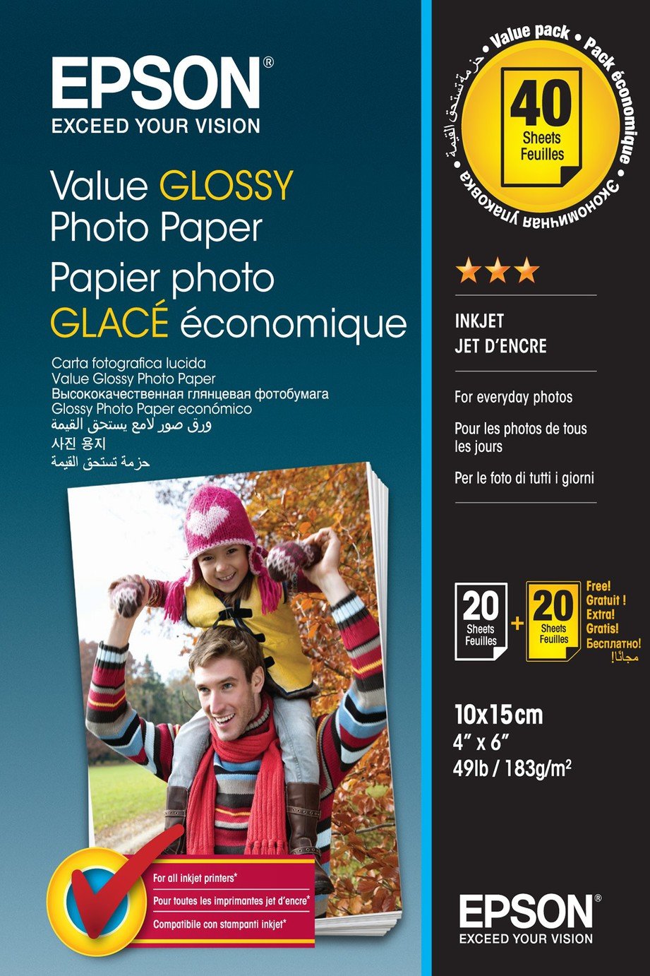 Epson 10x15 Gloss Photo Paper - 40 Sheets