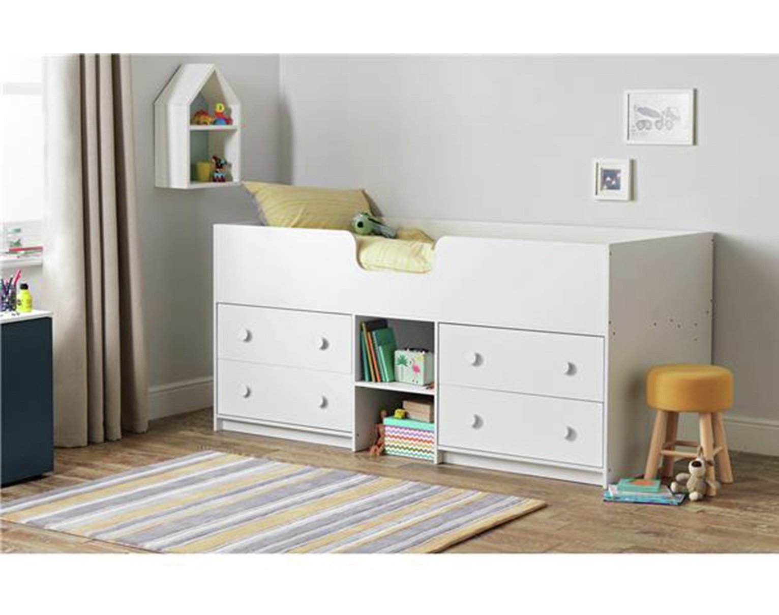 Habitat Jackson Midsleeper Bed Frame With Mattress - White