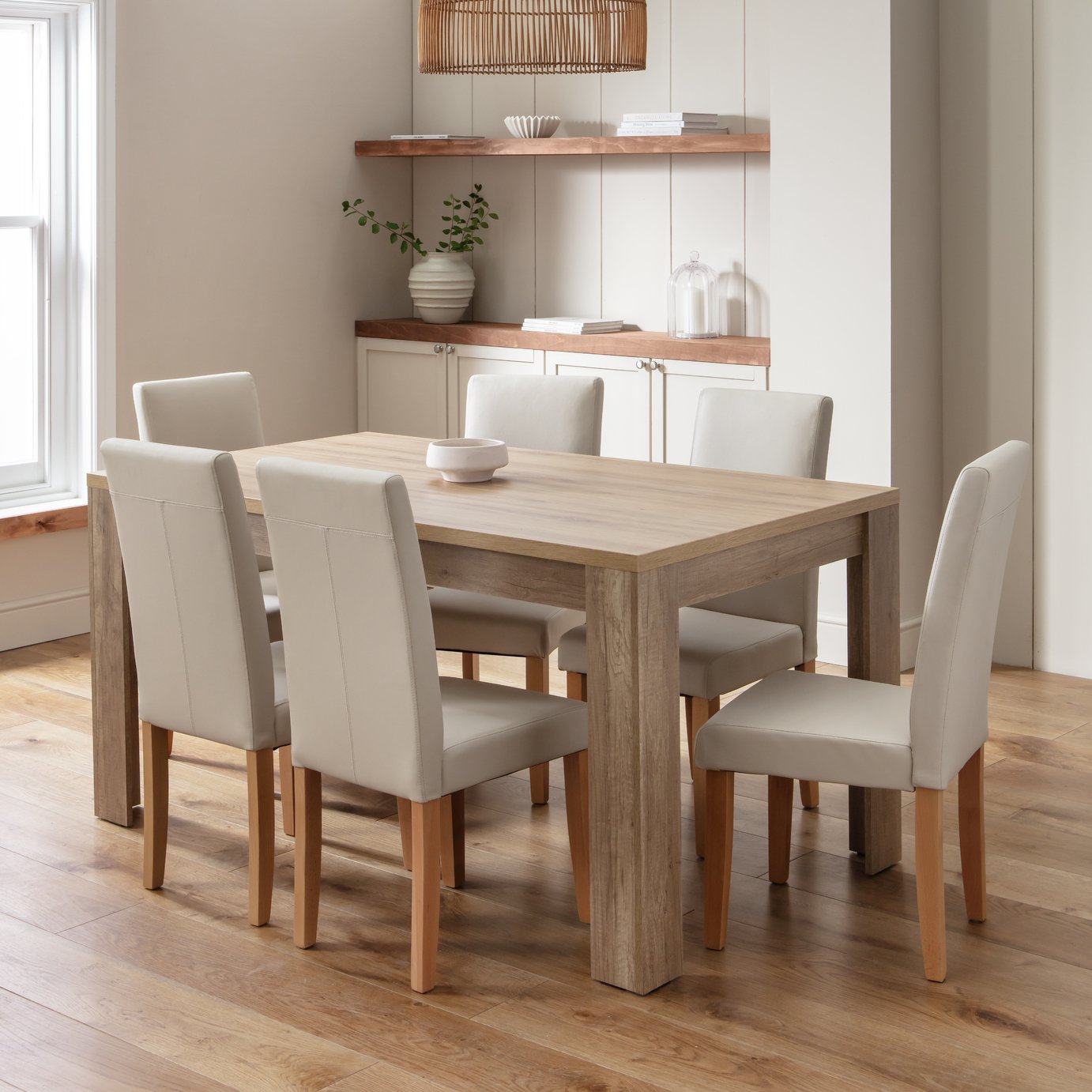 Argos Home Preston Oak Dining Table & 6 Chairs