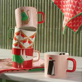 Habitat x Scion Christmas Set of 4 Stoneware Mugs