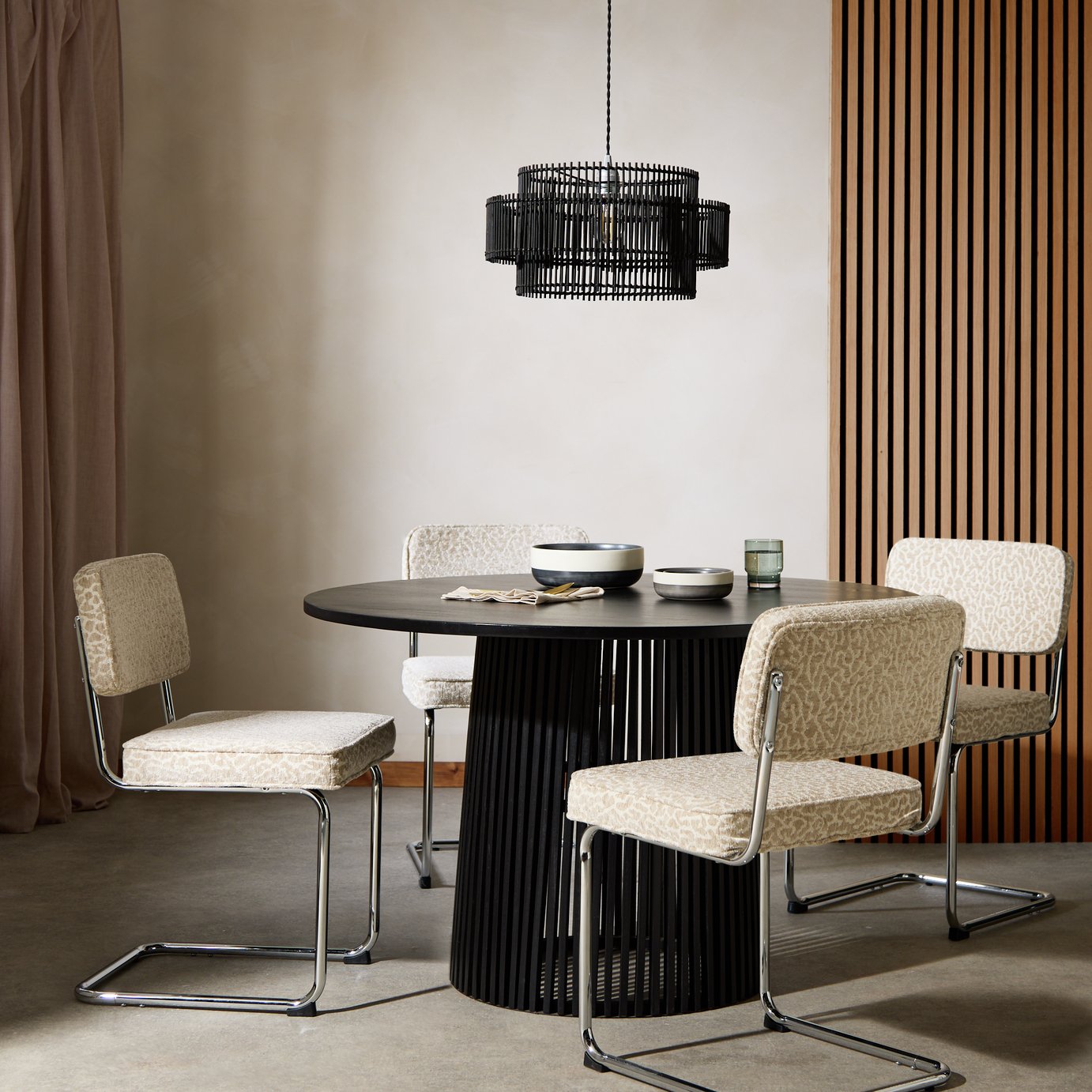 Habitat Jericho Black Dining Table And 4 Natural Chairs