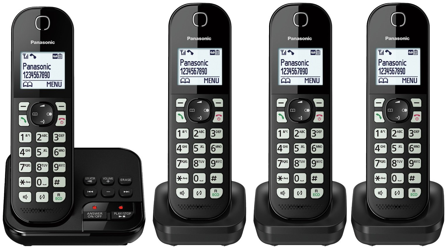 Panasonic KX-TGC464EB Cordless Phone & Answer Machine - Quad