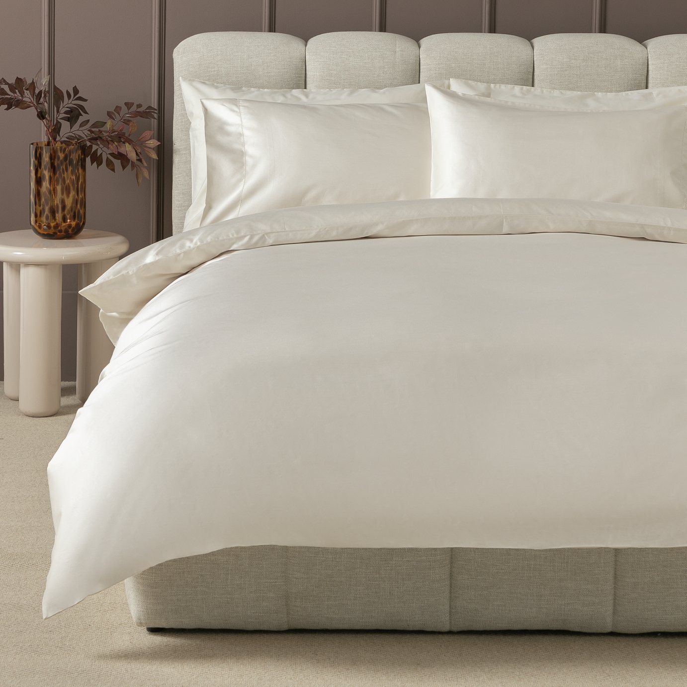 Habitat Cotton 400 TC Stitch Detail Cream Bedding Set- King