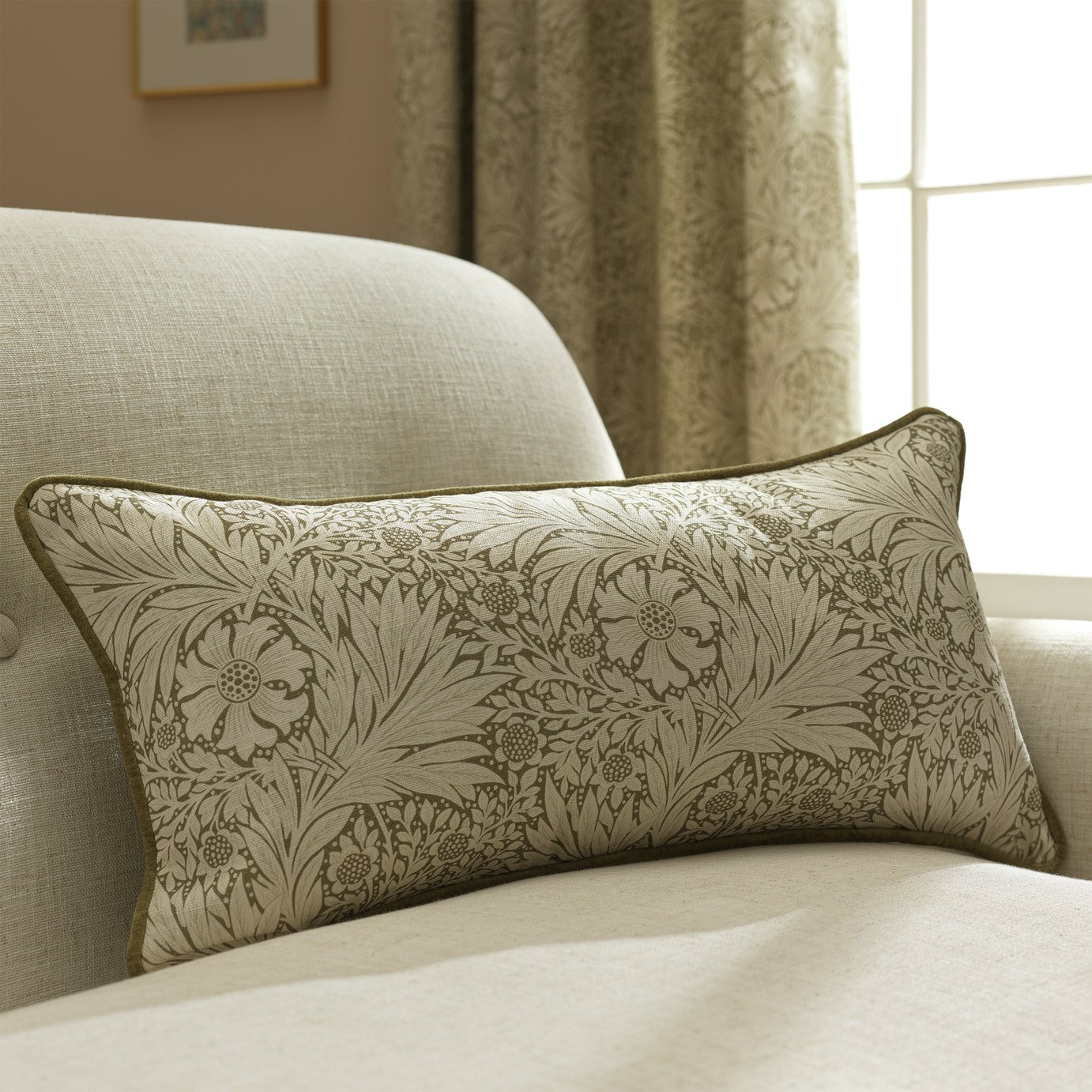 Habitat x Morris & Co. Marigold Bolster Cushion - 30x60cm