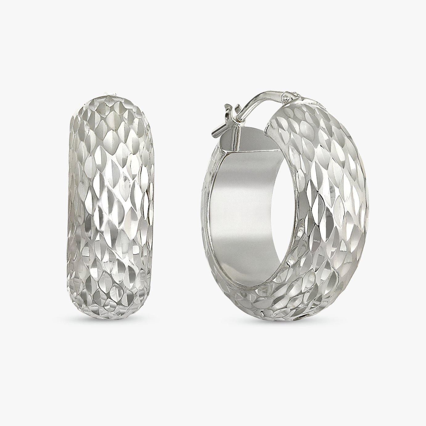 Revere Sterling Silver Diamond Cut Hoop Earrings