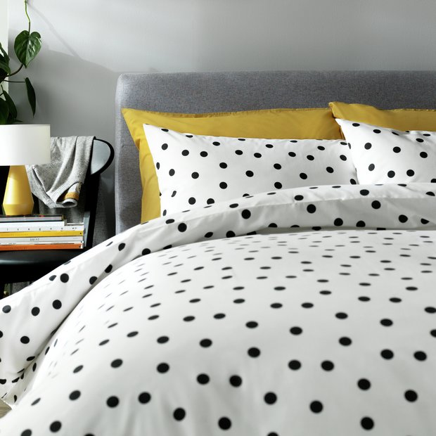 Buy Argos Home Monochrome Spots White &Black Bedding Set -Single | Duvet cover sets | Argos