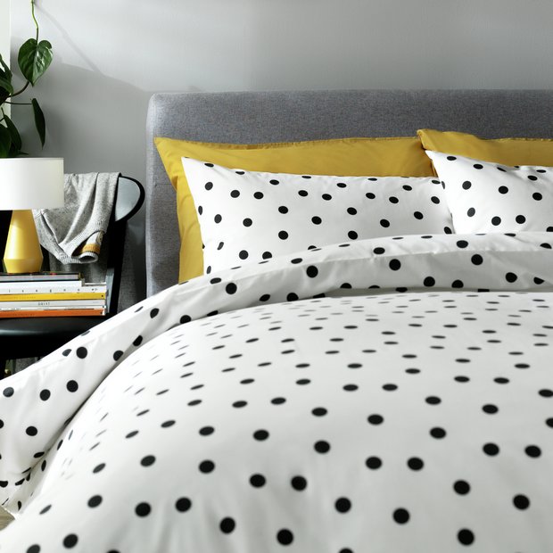 Buy Argos Home Monochrome Spots White Black Bedding Set Single Duvet cover sets Argos