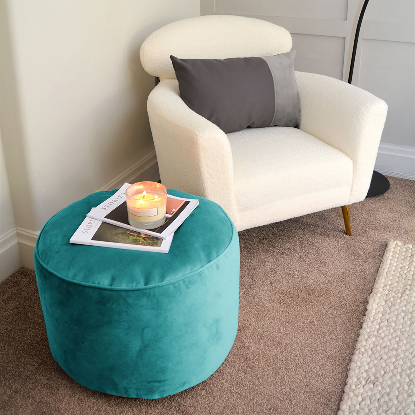rucomfy Velvet Pouffe - Turquoise