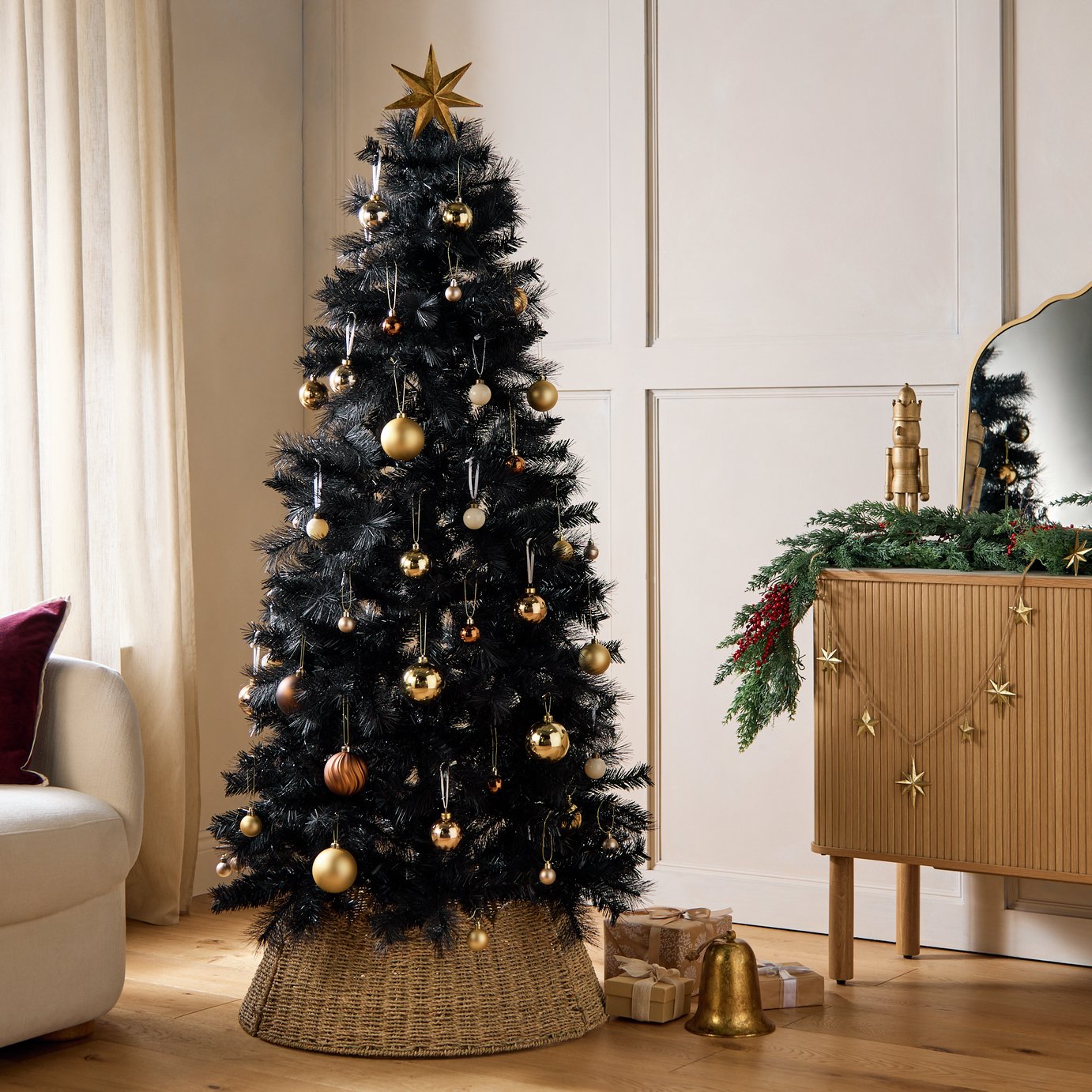 Habitat 6ft Black Tips Artificial Christmas Tree
