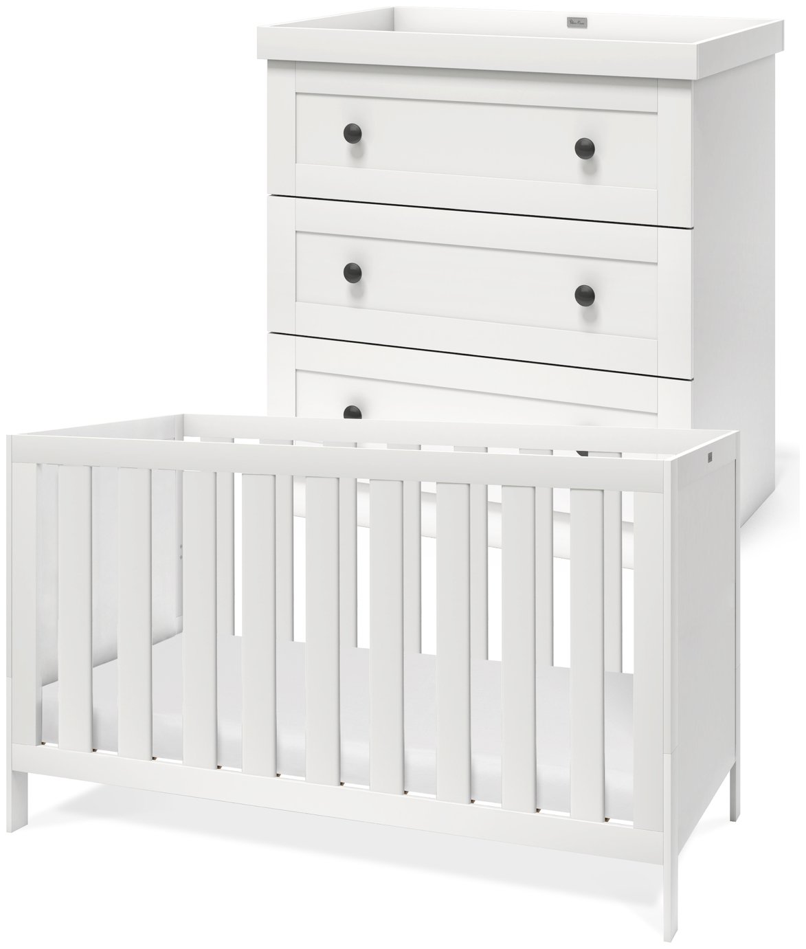 Silver Cross Bromley 2 Piece Nursery Cot Bed Set - White