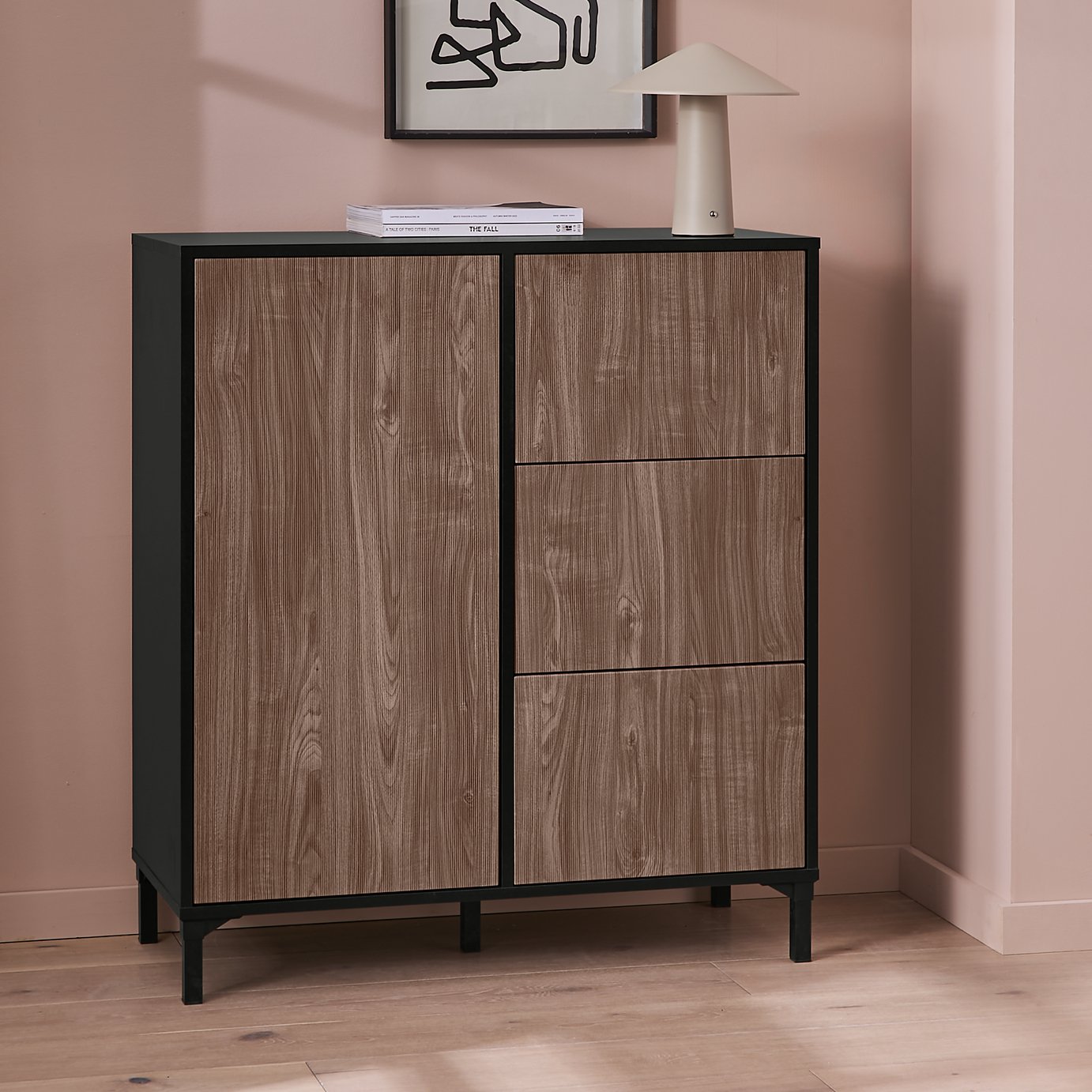 Argos Home Hamilton 1 Door 3 Drawers Sideboard - Walnut