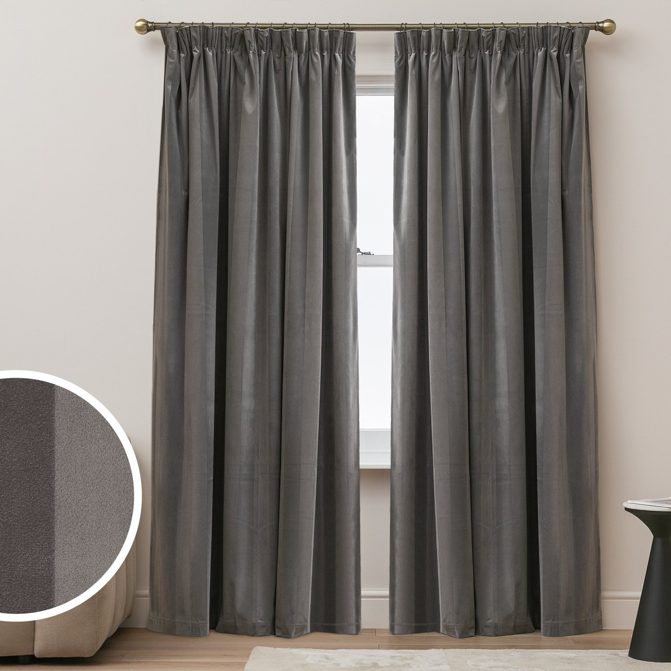 Argos Home Blackout Pencil Pleat Curtain - Grey
