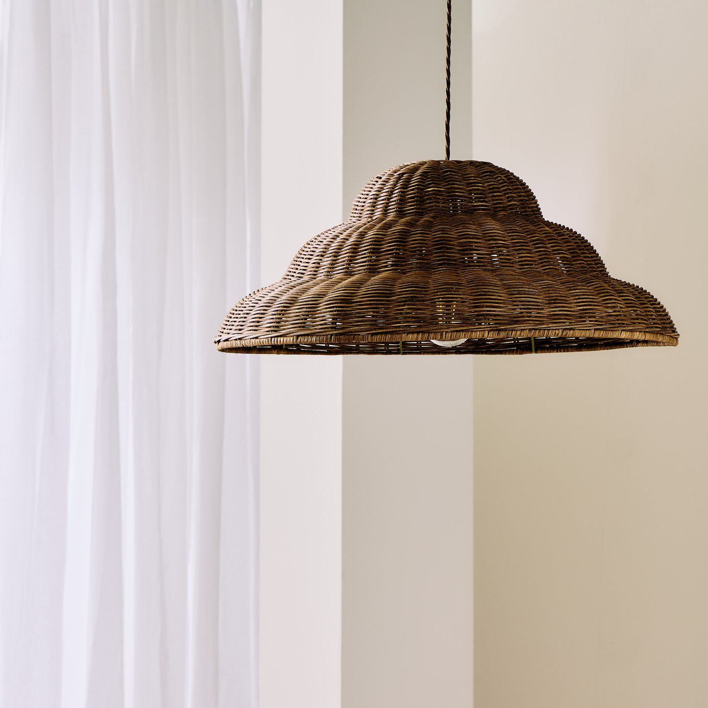 Habitat Structured Rattan Natural Easy Fit Lampshade - 50cm