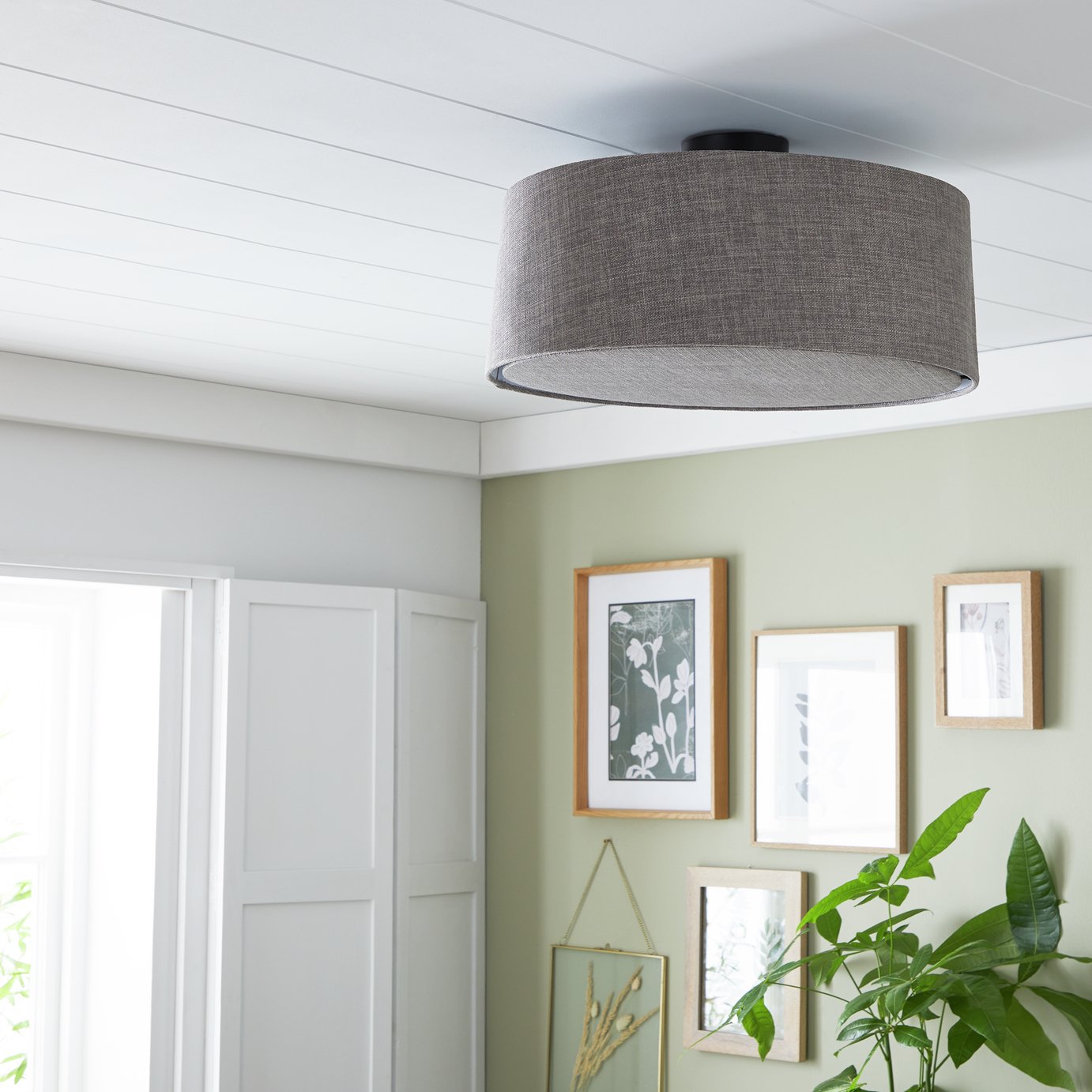 Habitat Metal Flush Ceiling Light - Black & Grey