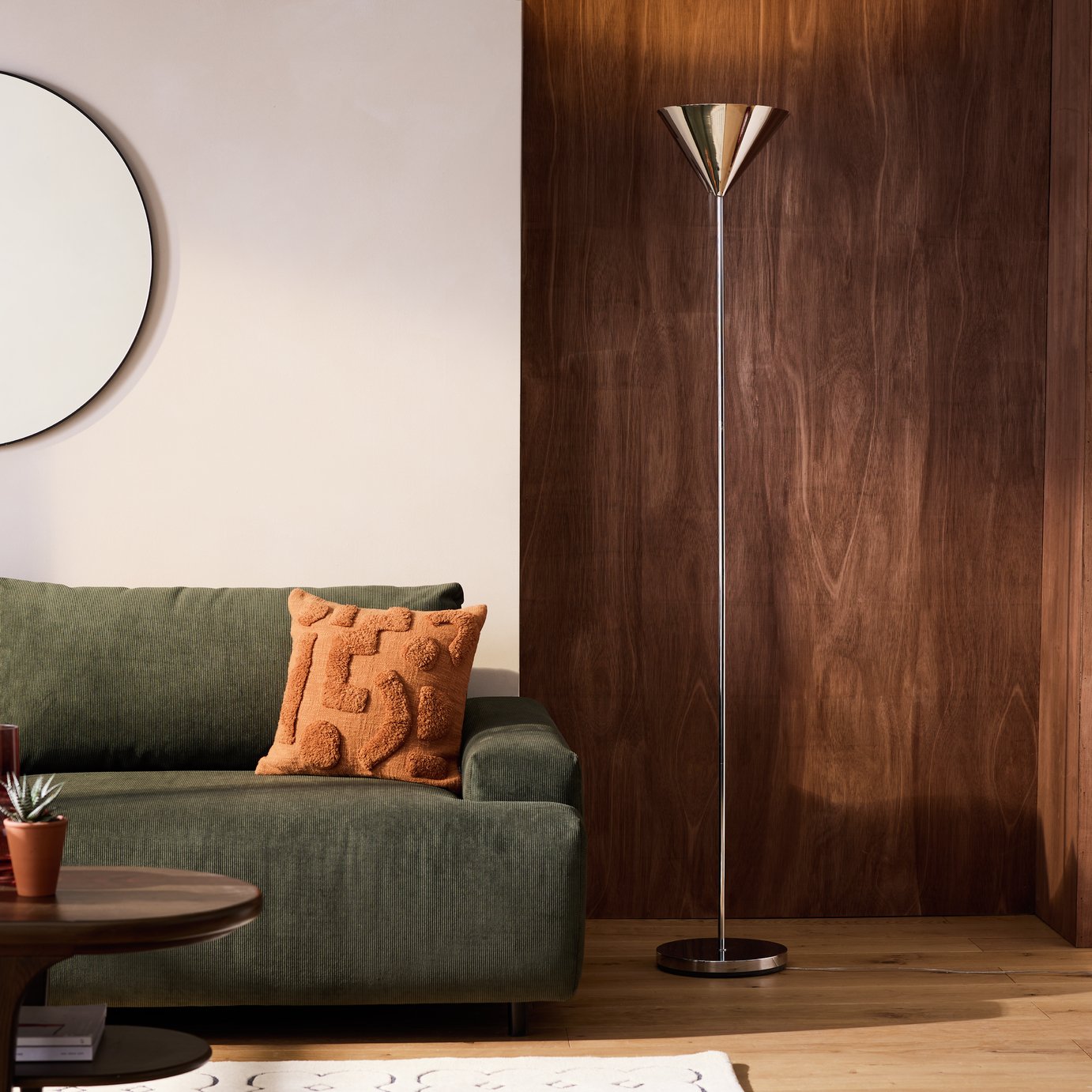 Habitat Cone Uplighter Floor Lamp - Polished Chrome