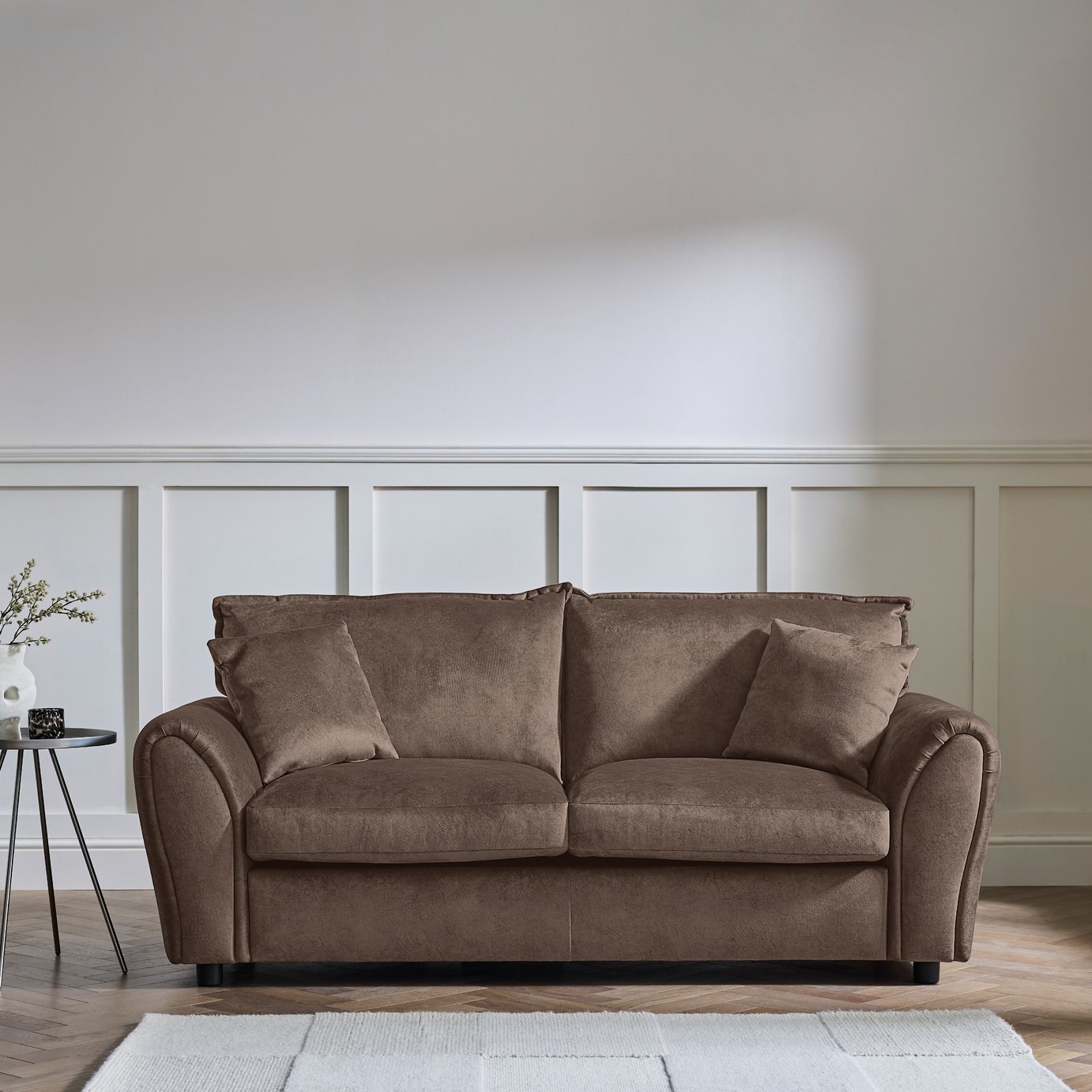 Argos Home Rosie Fabric 3 Seater Sofa - Chocolate
