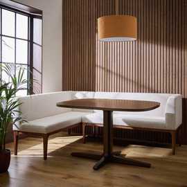 Habitat Loxley Walnut Dining Table 2 Natural Benches