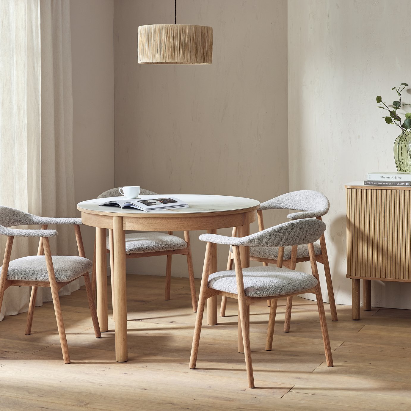 Habitat Lex Oak Dining Table & 4 Natural Chairs