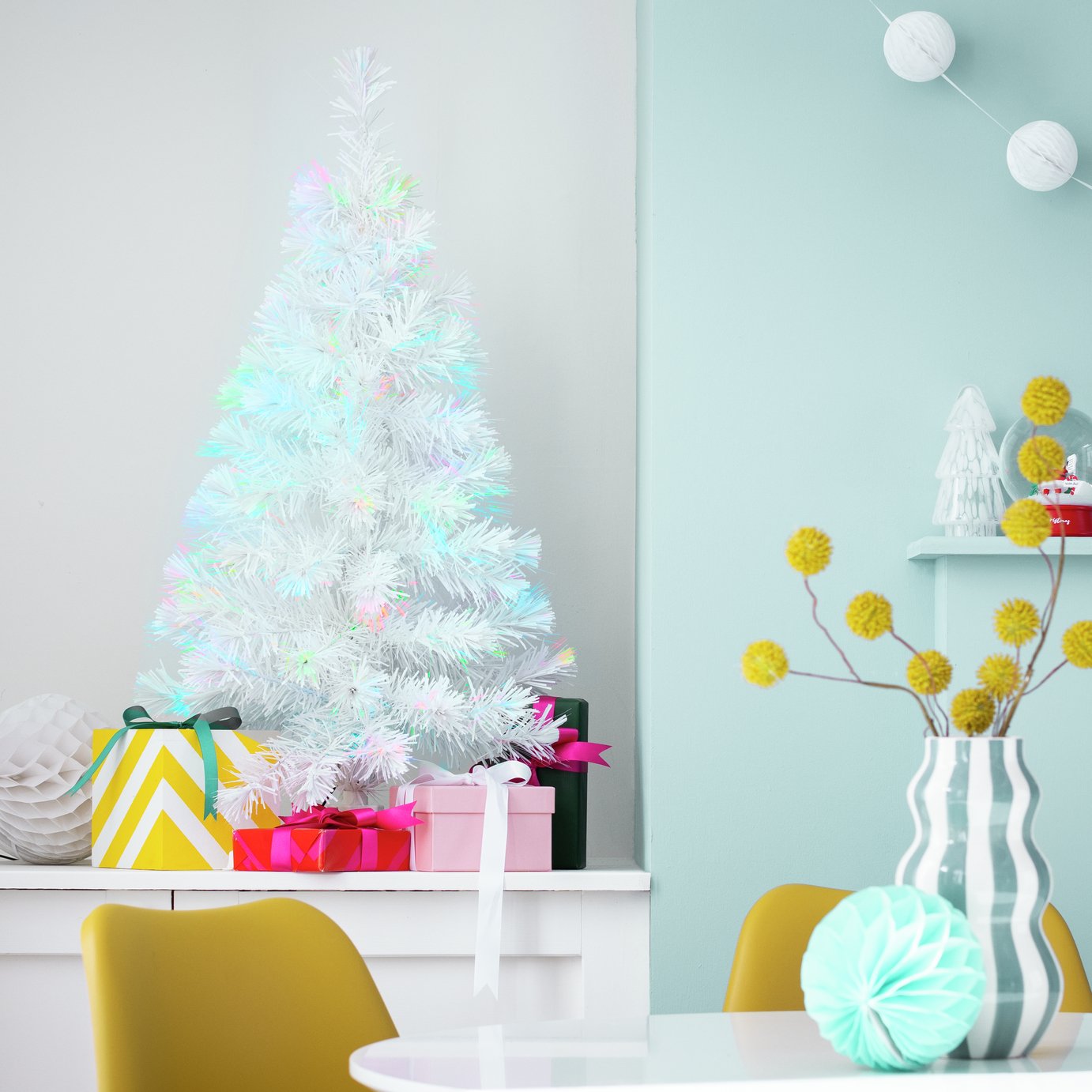 Argos Home 3ft Fibre Optic Small Christmas Tree - White