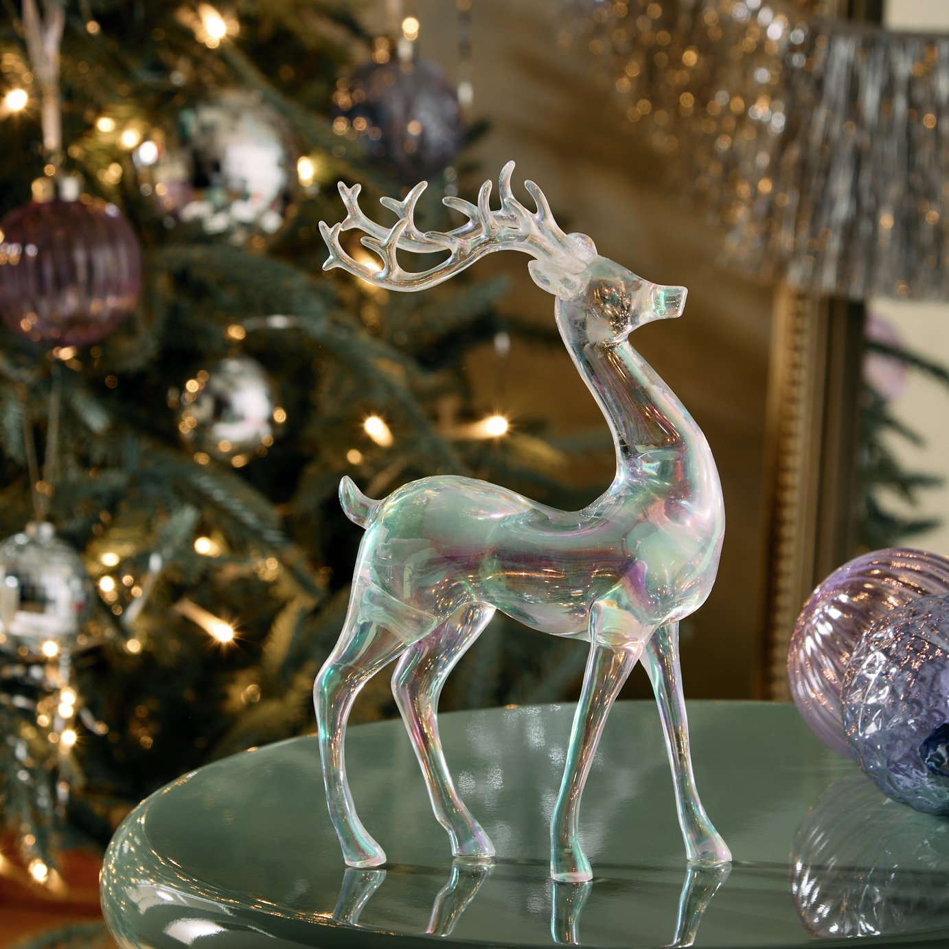 Habitat Iridescent Acrylic Reindeer Christmas Decoration