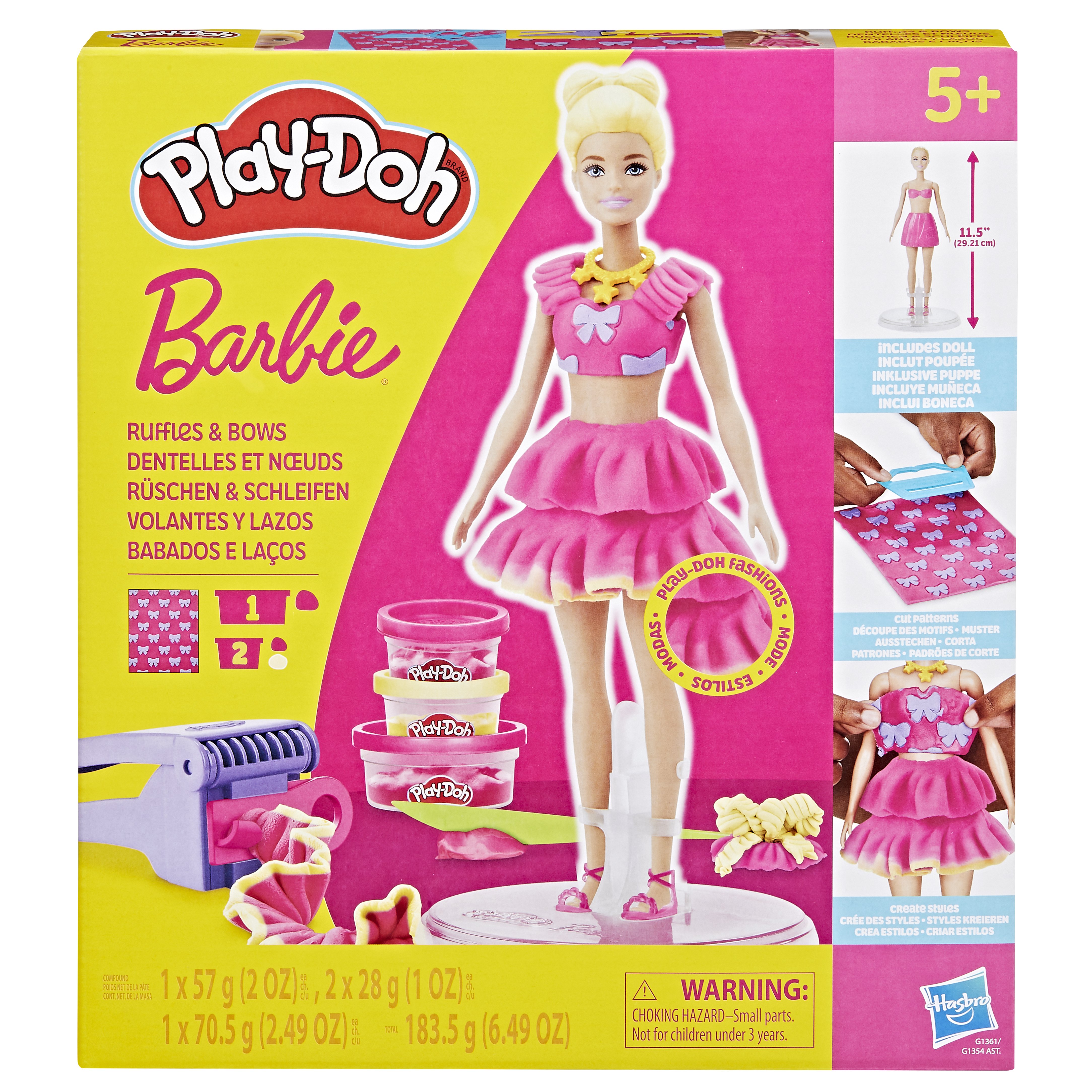 Play-Doh Barbie Ruffles & Bows with 3 Tubs & 10 Accessories