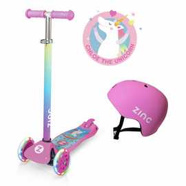 Zinc Combo : 3 Wheel Unicorn Scooter & Helmet