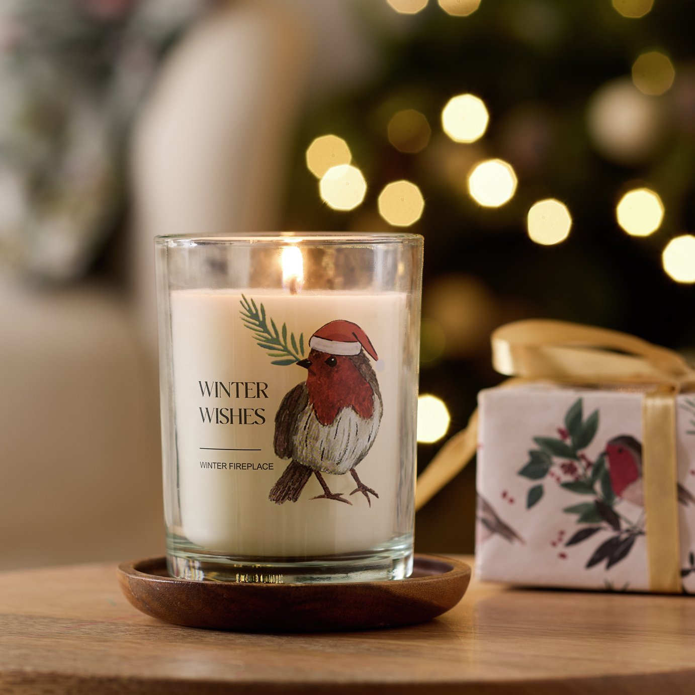 Argos Home Robin Medium Candle - Christmas Spice.