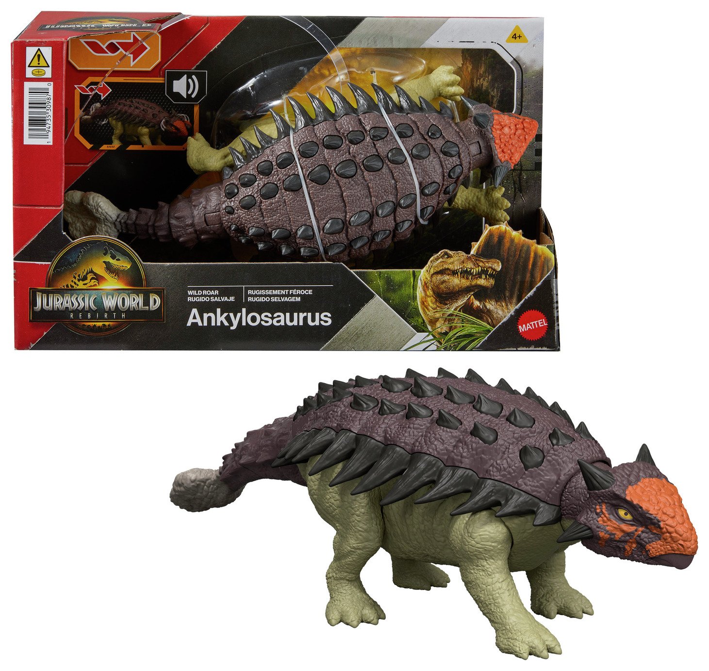 Jurassic World Rebirth Wild Roar Ankylosaurus Dinosaur Toy