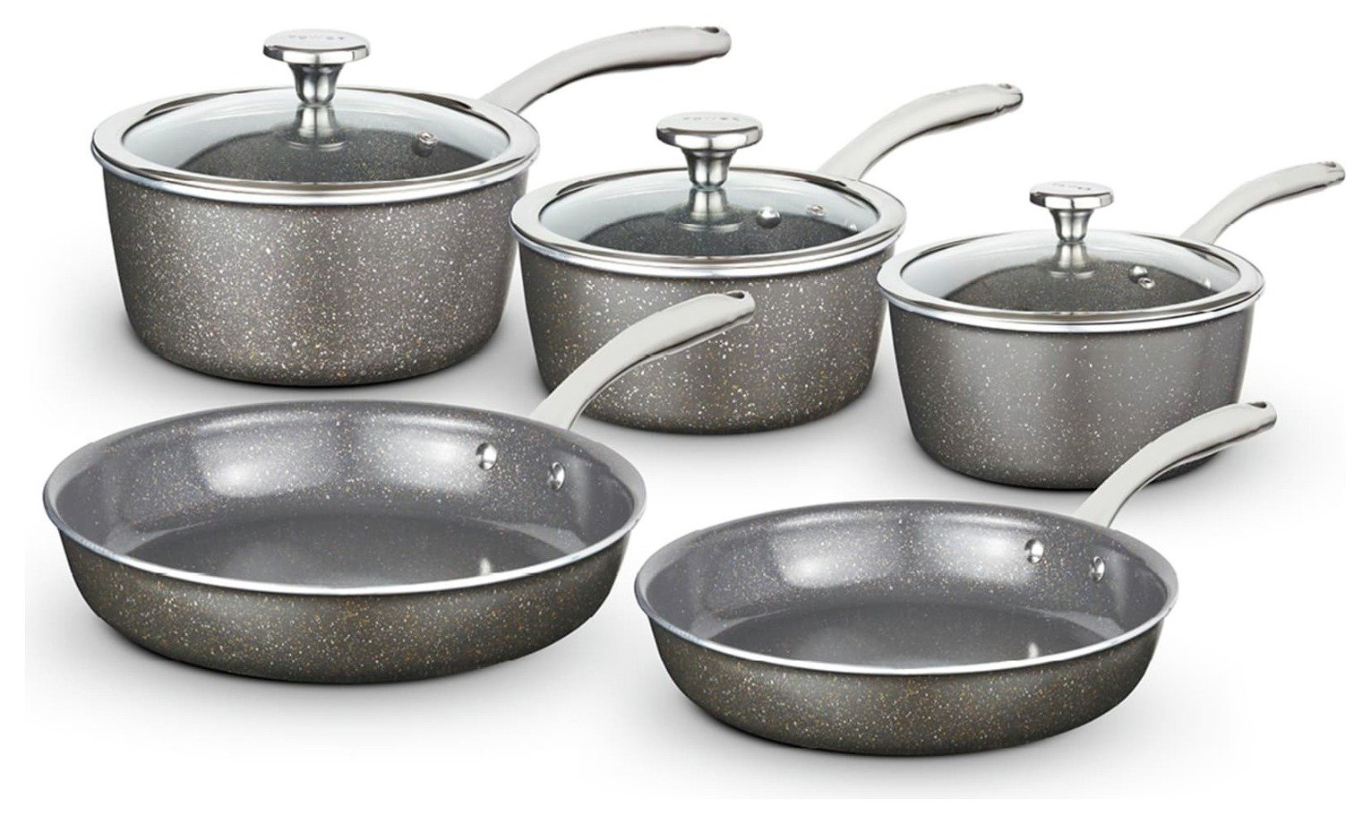 Tower Cerastone Pro 5 Piece Aluminium Pan Set - Grey